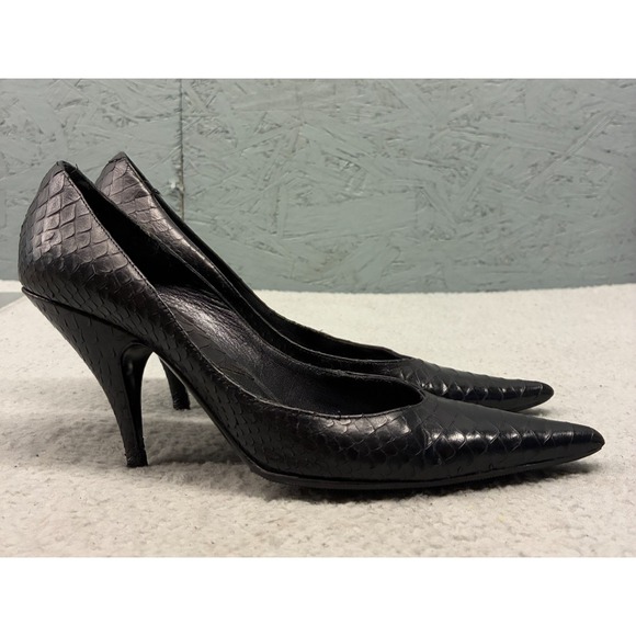 Christian Dior Black Snakeskin Stiletto Heels Women's 36 Pointed Toe Vintage - Picture 1 of 16